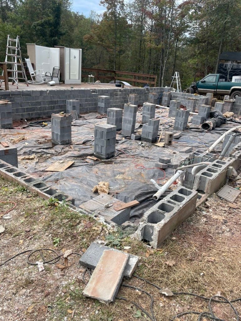 Block foundation piers for new construction
