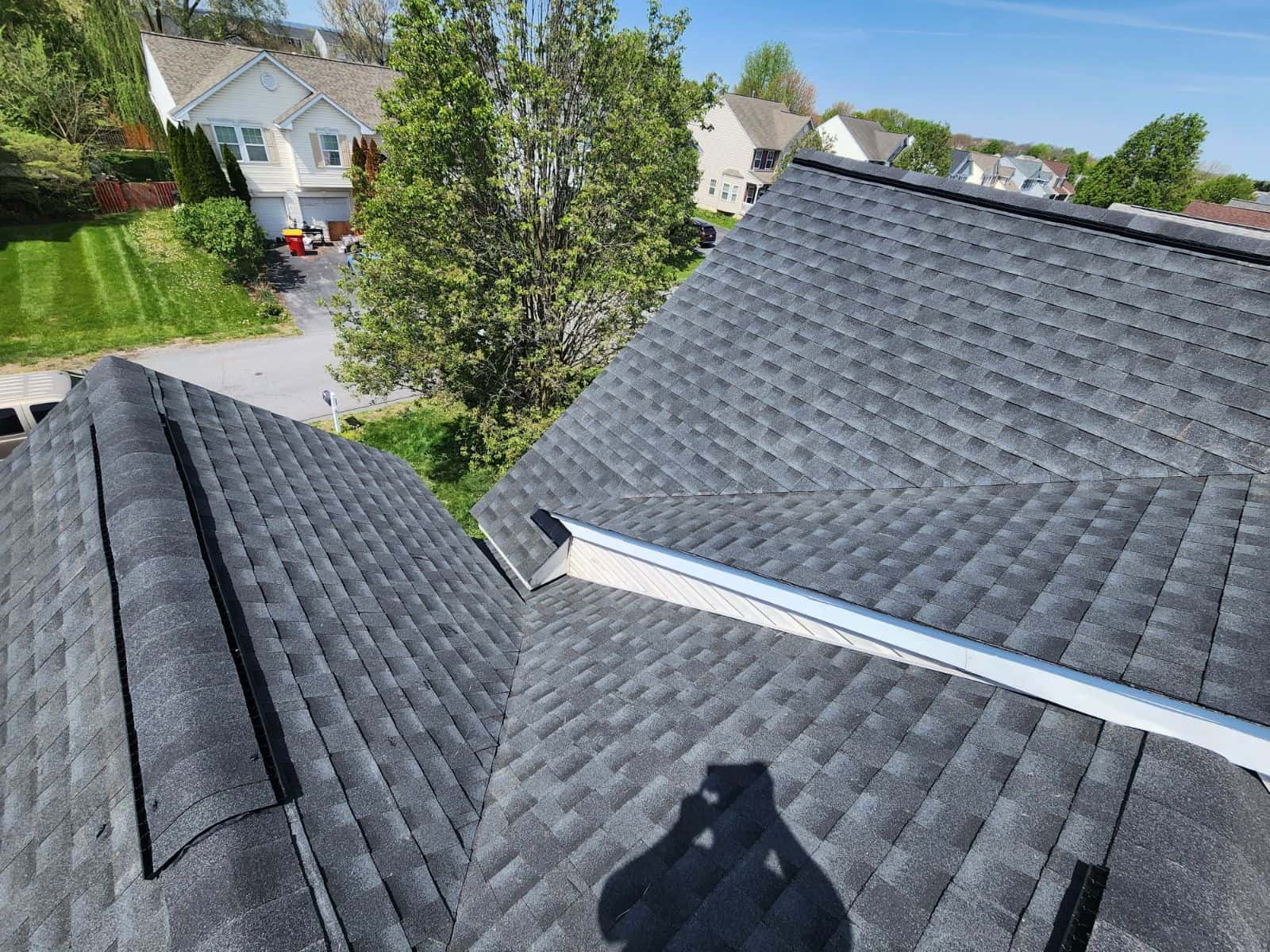 Architectural shingle roof valley and flashing detail