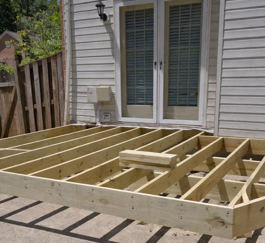 Deck framing during construction phase