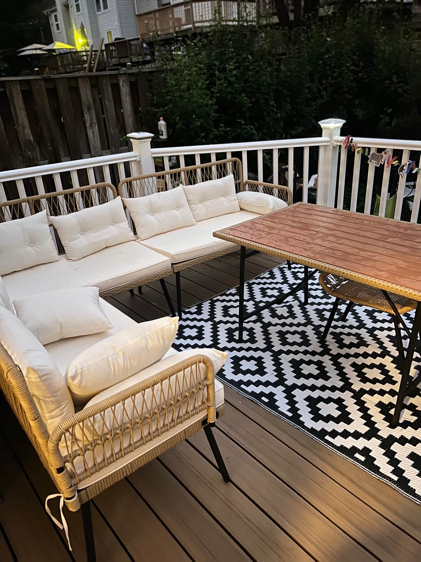 Deck with outdoor lounge furniture set