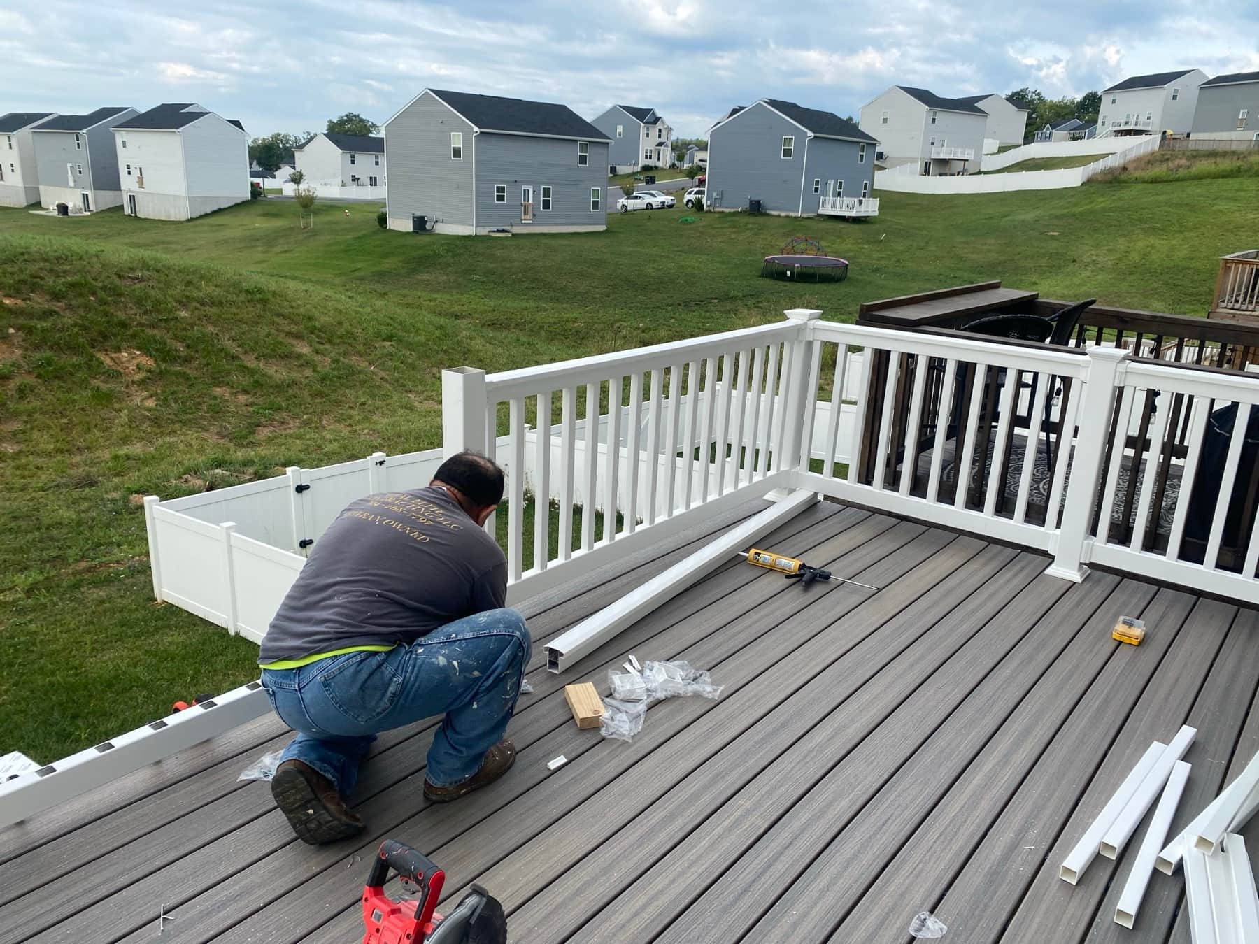 Installing white railing on composite deck