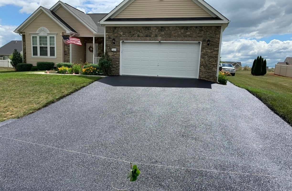 A freshly finished residential driveway